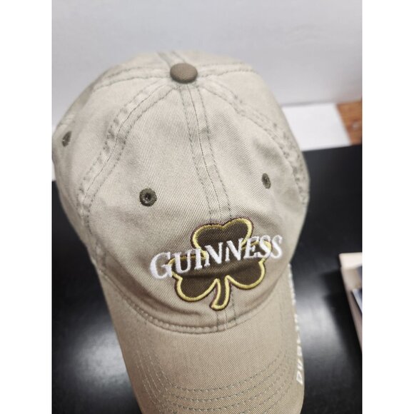 Guinness Khaki Embroidered Shamrock Cap Dublin Ireland Adjustable Strapback Hat - Picture 7 of 10